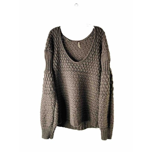 Free People Sweaters - Free People Crashing Waves Oversized Baggy Sweater Coca Brown